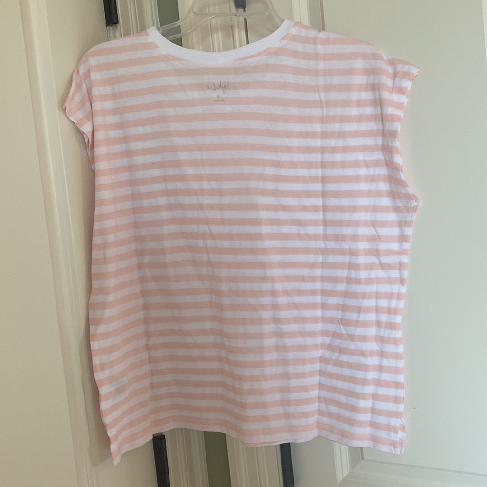 Style & Company Pink and White Stripes Womens Shirt Medium - Picture 4 of 4